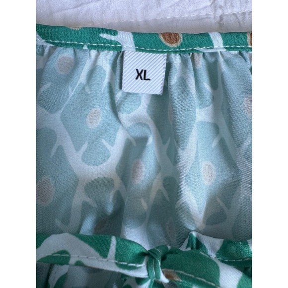 Green Caftan Moo Moo Tiered Maxi Dress Women's XL Long Sleeve‎ Boho Roper Romp - Picture 2 of 7